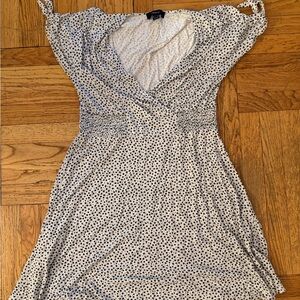 Forever 21 White Mini Dress with Black Floral Print